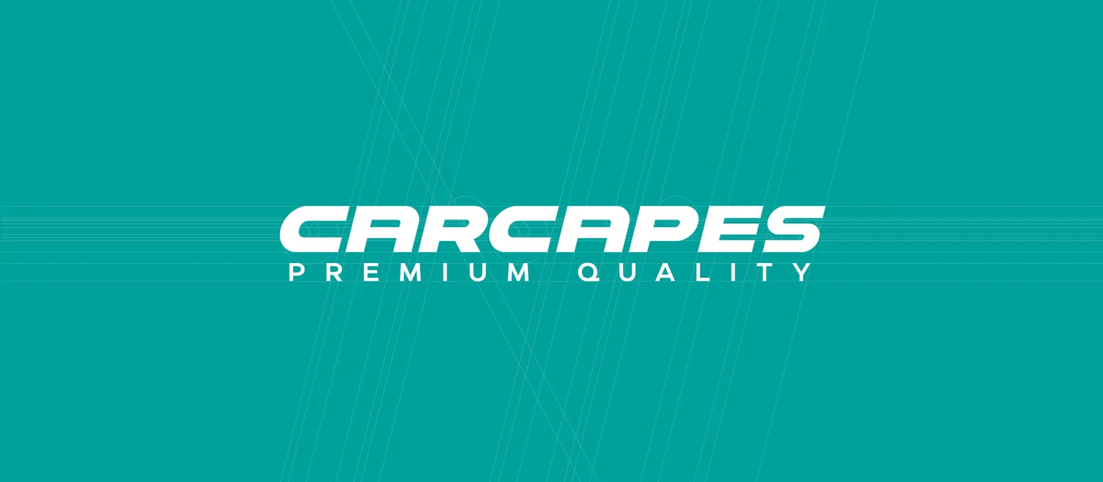 Logo CarCapes na turkusowym tle z wzorem