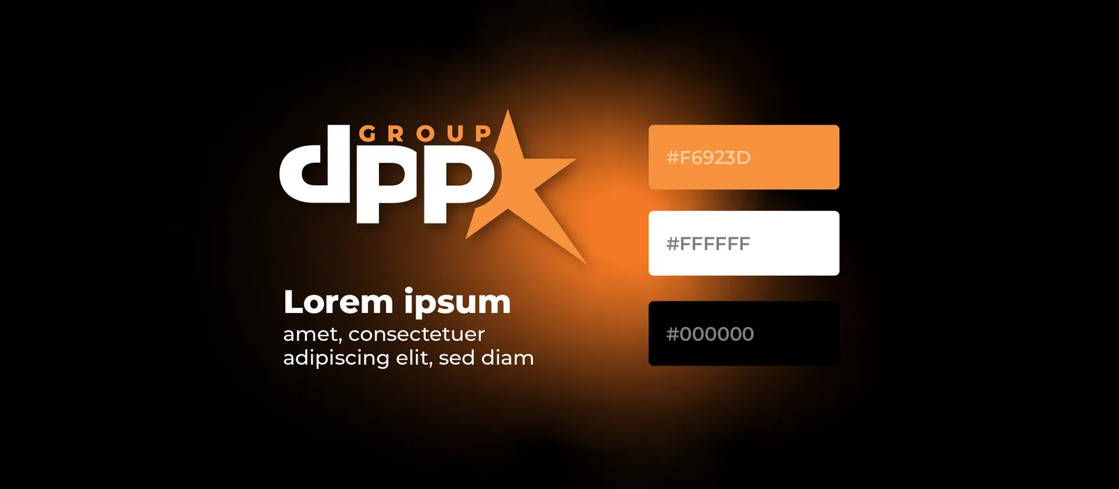 Logo DPP Group z paletą kolorów marki