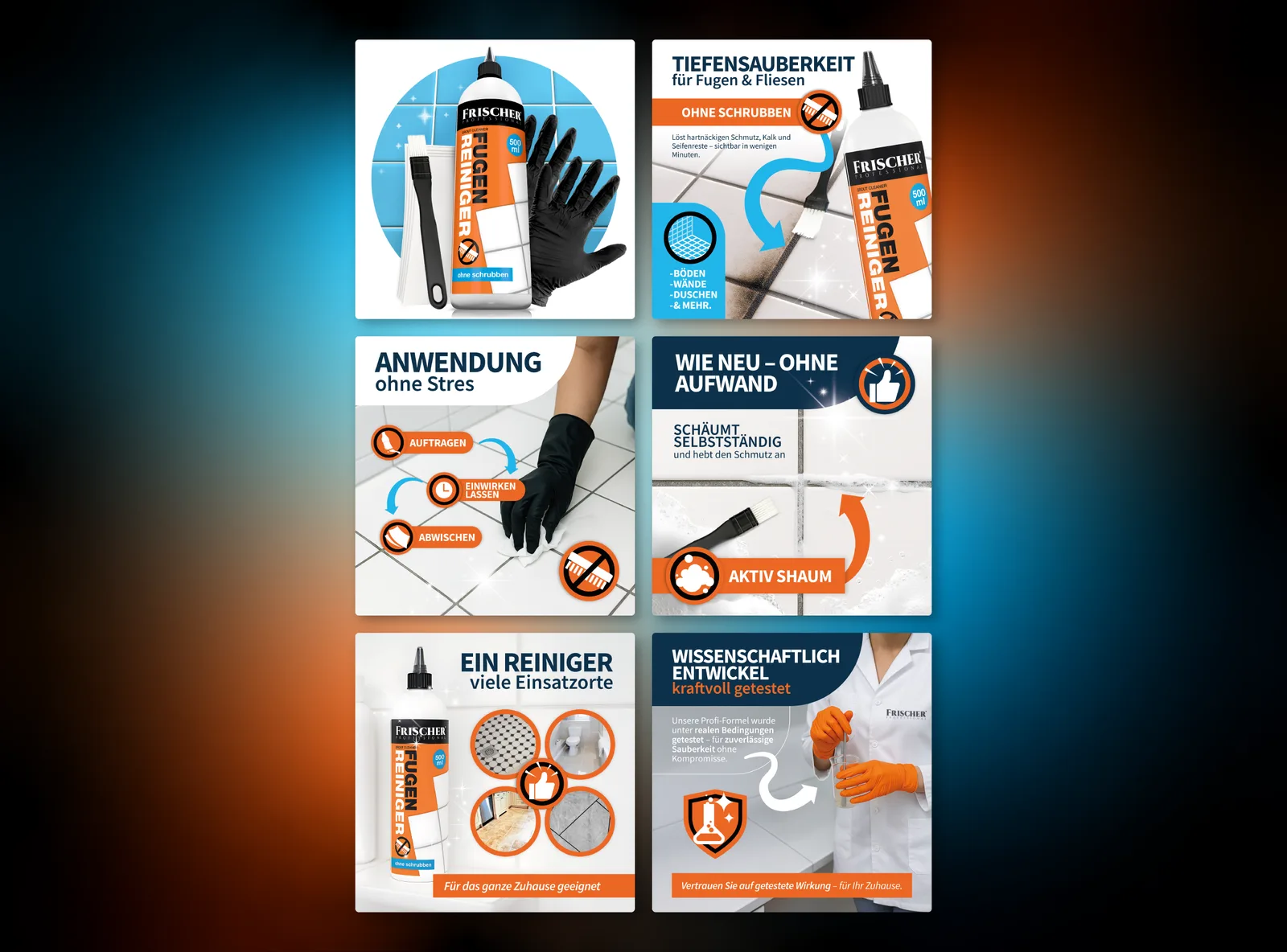 Siatka infografik A+ Content dla środka do fug Frischer Fugenreiniger