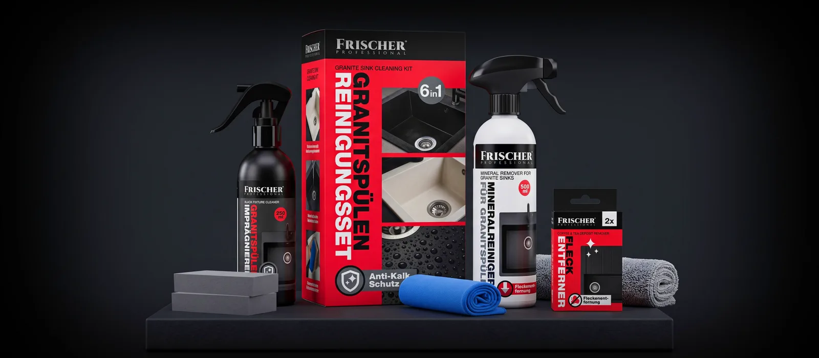 Zestaw akcesoriów Frischer Professional z produktem i szczotką