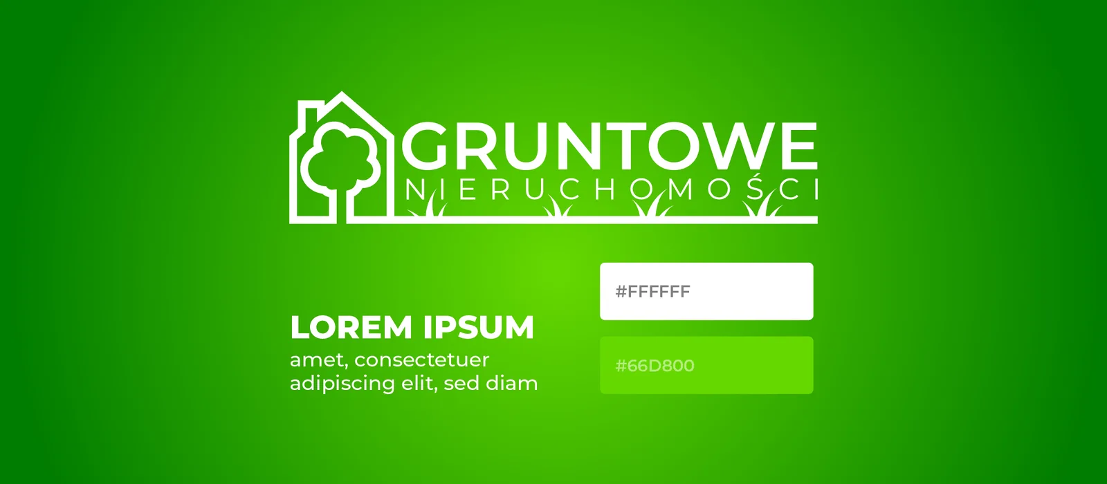 Logo Gruntowe Nieruchomości z paletą kolorów marki